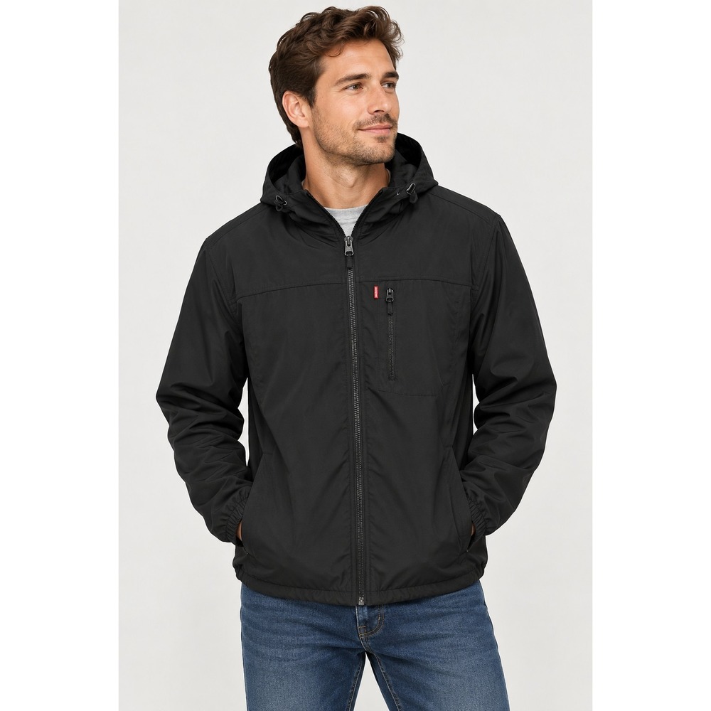 Levis Soft Shell Fleece Sherpa Lined Zip Jacket Mens XXL Black Hooded Pockets